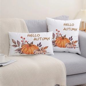 2 pc Autumn 🍂 & Letter Graphic Cushion Cover Without Filler
